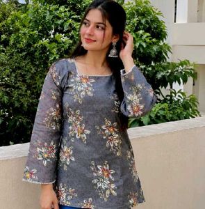 Elegant Floral Print corset Kurti short