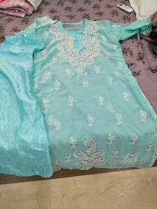 Beautiful Lucknowi Turquoise Kurta with Gota work