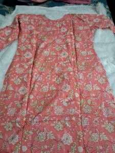 Floral Print Kurta  set with Lace Details