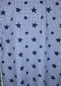 Y2K Blue Gingham Star Print Shirt