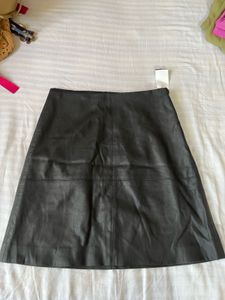 Black Leather A-Line Skirt