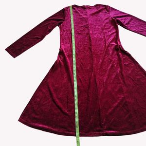 Maroon Velvet Midi Dress