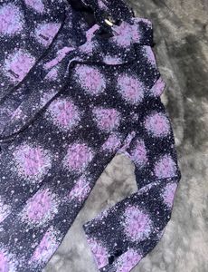 y2k sheer sparkly Button-Up Top