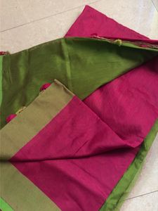 Vibrant Pink Saree with Tassel Border