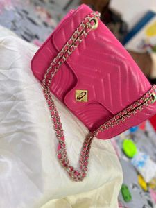 Pink Quilted Crossbody Bag