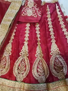 Embroidered Maroon Lehenga Choli Set