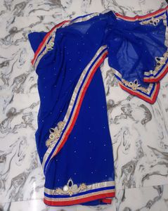 Beautiful Blue Embellished Saree