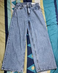 Wide Leg Jeans &amp; Black Palazzo Pants Combo Set