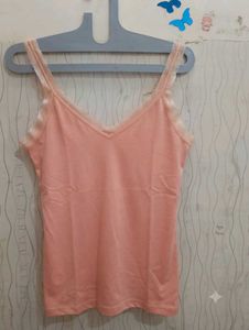 Peach Lace Trim Camisole Top