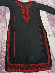 Embroidered Black Kurta