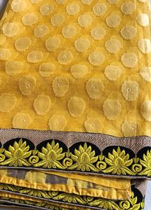 Yellow Saree With Black Border