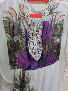 Vero Moda Peacock Print Kaftan Dress