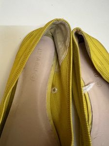 Yellow Knit Pointed Flats