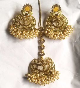 Golden Pearl Earring Tika Set