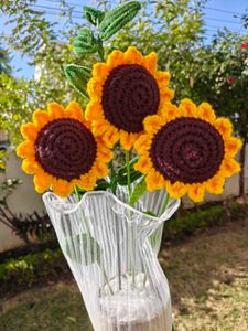 Crochet  Bouquet- 3 sunflower nos