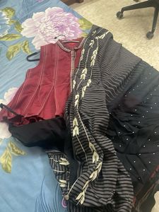 Elegant black parallel with pre drape saree set
