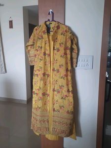 Embroidered Yellow Long Jacket and gown