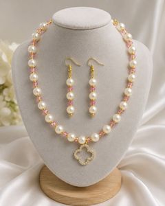 Pearl Necklace and Earrings Set