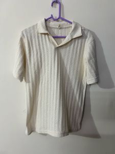 Cream Textured Polo Shirt