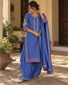 Beautiful Blue Embroidered Farshi Kurta Set