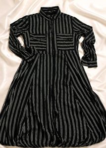 Chic Striped Button-Up Midi Dress