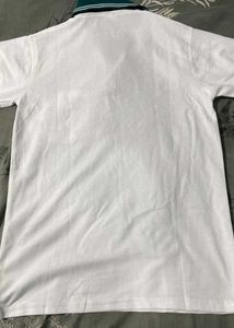 Men's White Polo T-Shirt with Green Accents