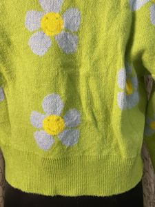 Lime Green Floral Cardigan