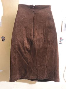 Brown Suede Mini Skirt