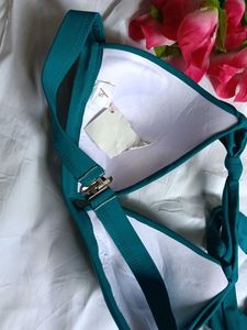 Teal Ruched Bikini Top