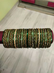 Green & Gold Embellished Bangles