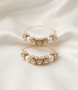 💫 Elegant Pearl & Crystal Hoop Earrings