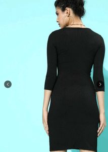 Tokyo talkies Black V-Neck Bodycon Dress