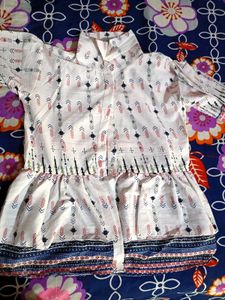 White Printed Western Top (Women's)