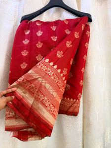 New Without Tag Beautiful Red & Gold Saree Brand N