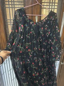 Black Floral Sheer Maxi Dress