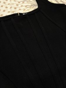 Sleek Black Square Neck Corset Top