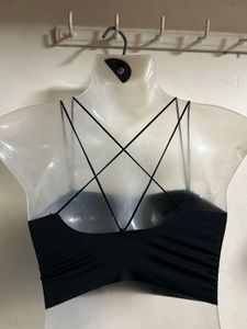 Sleek Black Spaghetti Strap Crop Top