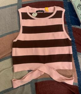 knitted stripped stylish crop top
