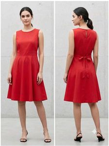 Red Sleeveless Casual Dress
