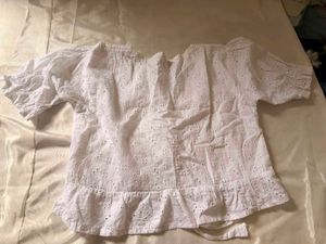 Women's White One-Shoulder Schiffli Romper