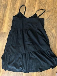 Black Button-Front Tiered Dress