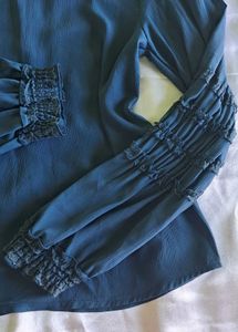Chic Puff Sleeve Mock Neck Top