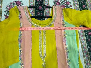 fresh women suit Vibrant Striped Embroidered Kurta
