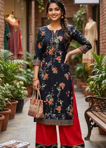 Stylish Floral Kurta with Palazzo Set
