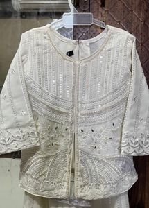 Stunning White Embellished Kurta Set