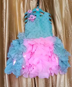 Cute Blue & Pink Ruffle Dress