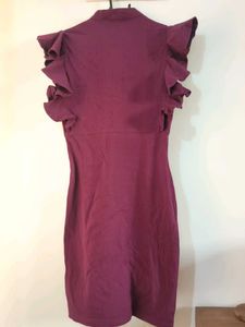 Chic Plum Ruffle Sleeve Dress