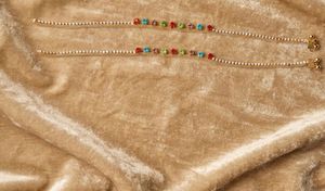Elegant Gold Anklets with Colorful Stones