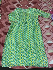 Green Geometric Print Kurta