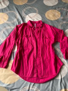 Vibrant Pink Cotton Oversized Shirt